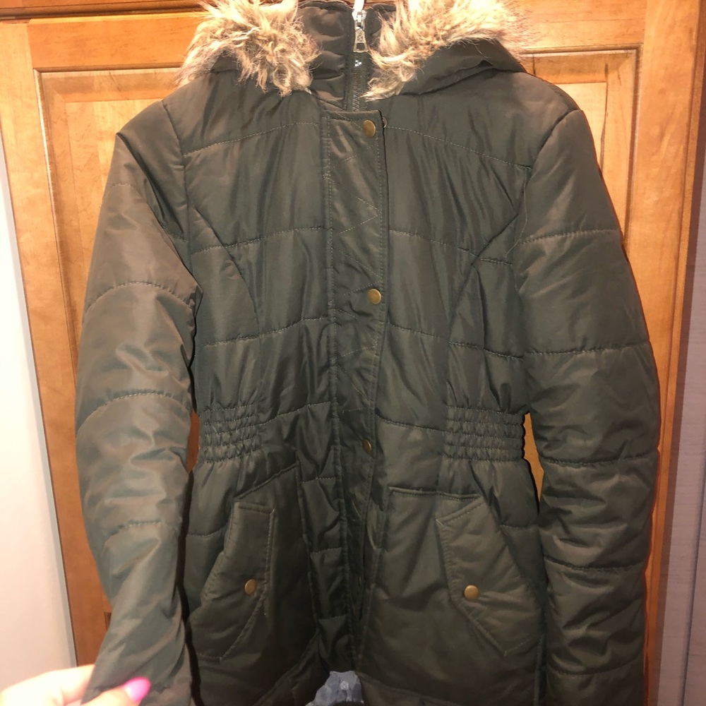 KRUSH GREEN CINCHED WINTER COAT